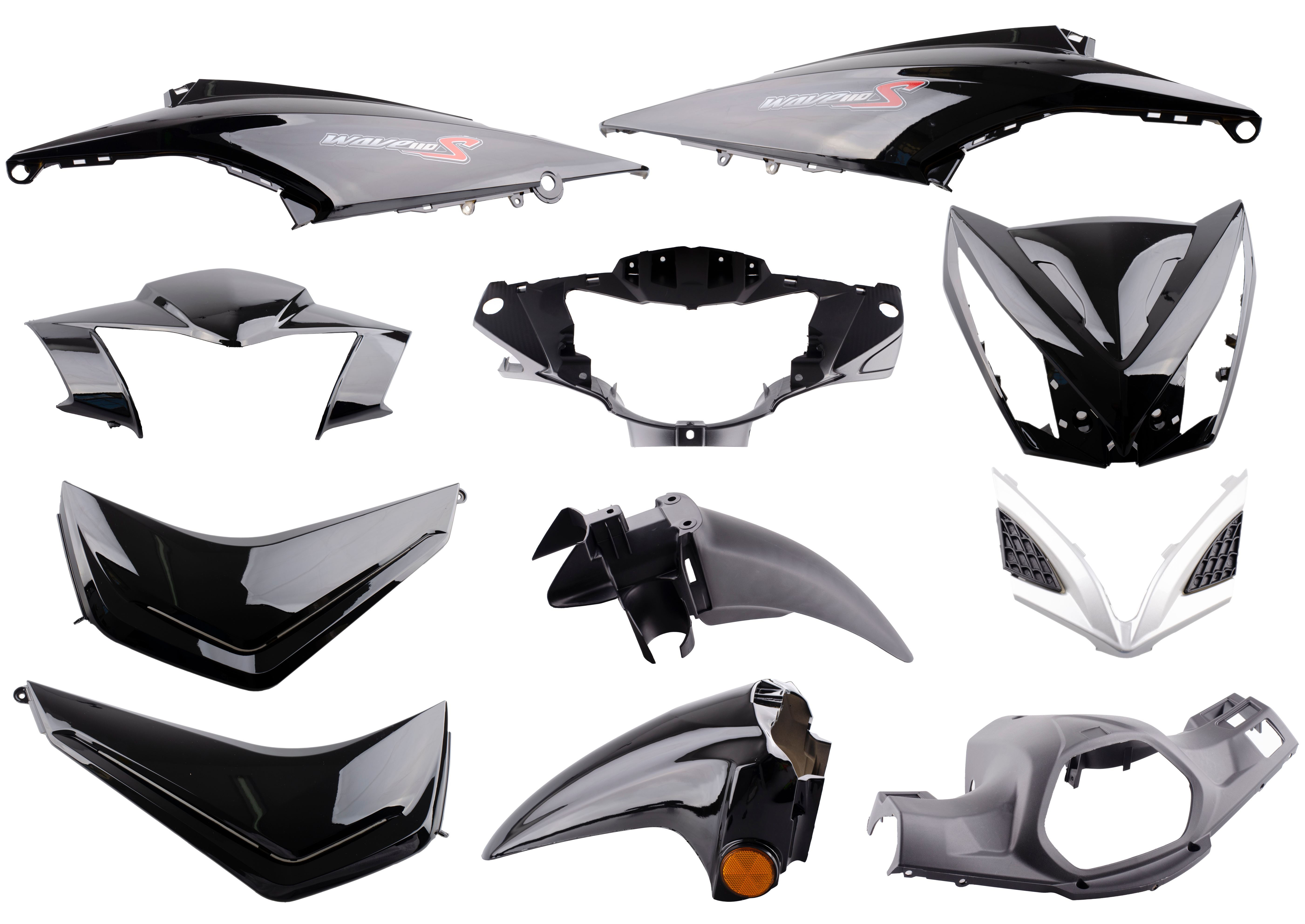 KIT PLASTICOS COMPL. HONDA WAVE 110S 11PCS NEGRO NSU